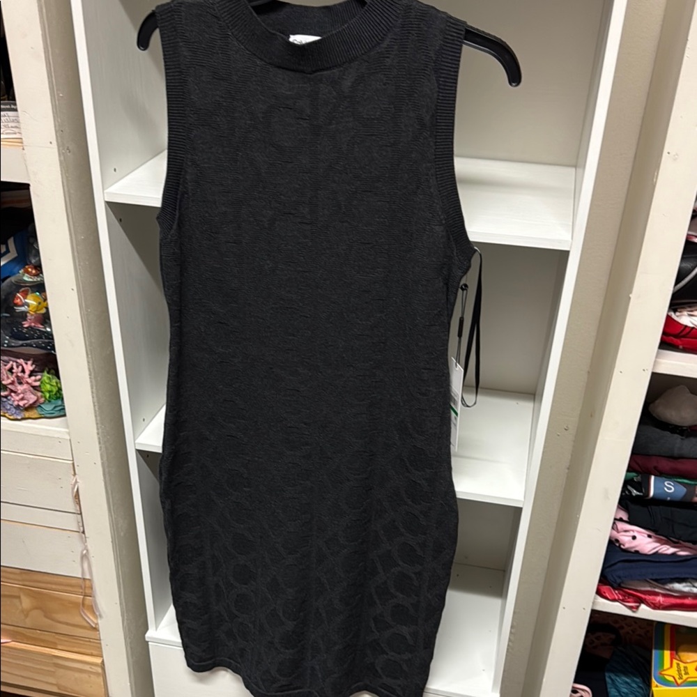 Calvin Klein Charcoal Textured Midi Dress